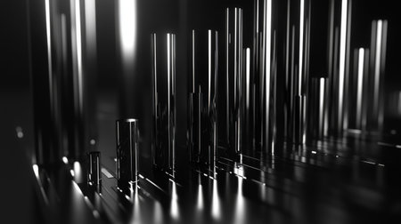 A high-contrast D bar chart illustrating revenue growth, with sharp edges and a glossy finish, drawing attention to the financial performance over time.の素材