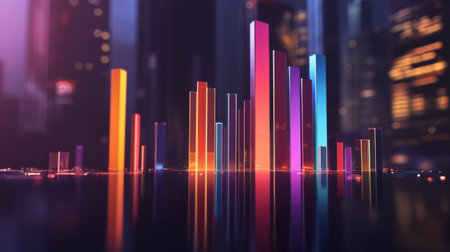 A professional D bar chart with a clean layout, showcasing different financial metrics in distinct colors, complemented by light effects to enhance its visual appeal.の素材