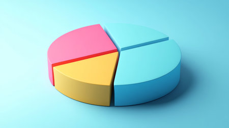 A creative D pie chart with animated effects, displaying vibrant colors and smooth transitions between segments, emphasizing the dynamic nature of financial analysis.の素材