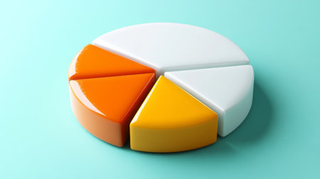 A visually appealing D pie chart featuring interactive segments, where colors change upon hovering, symbolizing a modern approach to data representation.の素材