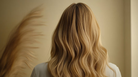 A luxurious long hairstyle with soft beachy waves, styled in natural light, creating a relaxed and effortless vibe perfect for any occasionの素材