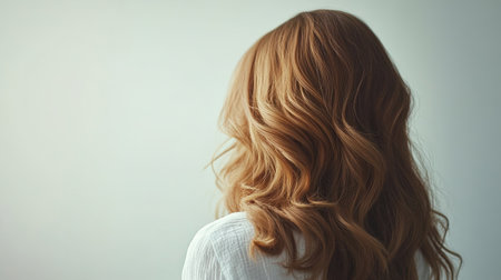 A luxurious long hairstyle with soft beachy waves, styled in natural light, creating a relaxed and effortless vibe perfect for any occasionの素材