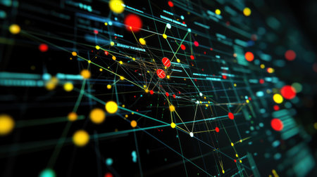 Dynamic chart with multiple line graphs intersecting, using bright colors against a minimalist grid for a professional data presentationの素材