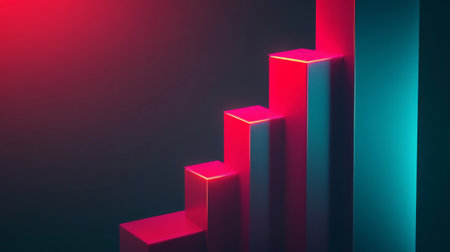 This abstract image features a stylized graph structure with colorful gradients. It symbolizes growth, progress, and modern design in digital art.の素材