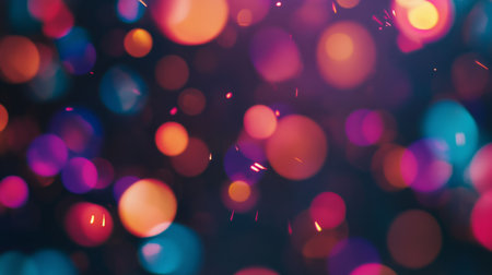 Vibrant bokeh lights create a magical atmosphere in this abstract background. The colorful illumination adds a festive touch, perfect for various creative projects.の素材
