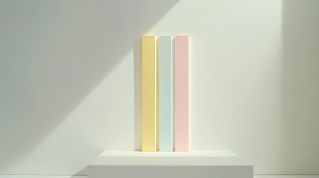 A minimalist arrangement featuring pastel colored blocks against a clean backdrop, highlighting simplicity and modern design with soft lighting and engaging shadows.の素材