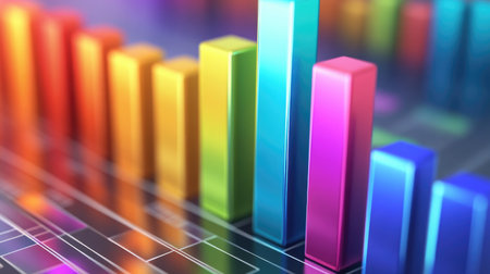 A multi-colored D bar graph depicting quarterly sales figures, with each bar labeled clearly, showcasing the performance of various product lines.の素材