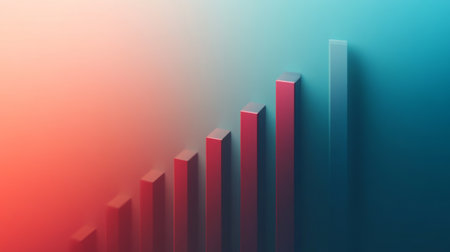 This abstract design features a growth chart with vibrant color gradients and vertical bars. Perfect for representing performance, progress, and business success visually.の素材