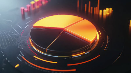 A dynamic shot of a D pie chart with animated segments, showing real-time changes in data distribution and interactive features for data exploration.の素材