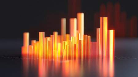 A dynamic shot of a D bar chart with animated bars rising and falling, showcasing real-time data changes and interactive data visualization.の素材