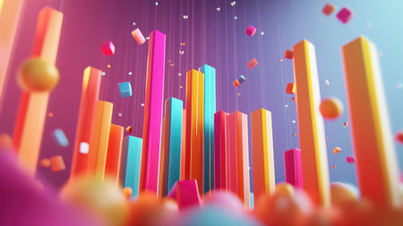 A dynamic shot of a D bar chart with animated bars rising and falling, showcasing real-time data changes and interactive data visualization.の素材