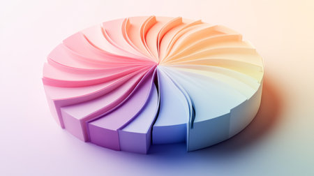 This abstract spiral design features a colorful arrangement of layered shapes, creating a smooth and modern aesthetic. Ideal for creative projects.の素材