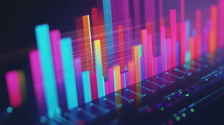 A close-up view of a D bar chart on a computer screen, with bars representing various data sets and a clear, detailed display of statistical information.の素材