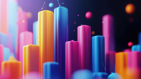 A dynamic D bar graph showing quarterly financial growth, with vibrant colors and data points emphasizing key market trends and corporate revenue projections.の素材