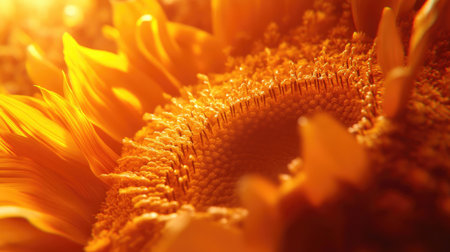A stunning close-up of a sunflower with its large, bright petals and detailed center, capturing the warm, golden hues and natural beauty.の素材