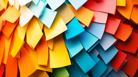 A vibrant array of colorful sticky notes layered in an abstract design. The dynamic texture showcases bright hues that inspire creativity and organization.の素材