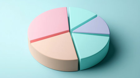 A vibrant and modern pie chart showcasing data segmentation with pastel colors. This colorful graphic serves as an effective visual tool for business analysis and presentations.の素材