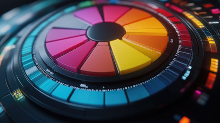 A close-up of a colorful pie chart on a computer screen, showcasing data distribution and percentages in a clear and engaging way.の素材