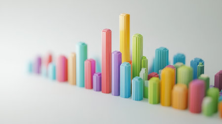 A colorful D bar chart illustrating global economic performance, with each bar representing a different country's GDP growth, set against a clean white background.の素材