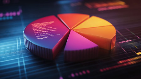 A dynamic shot of a D pie chart with animated segments, showing real-time changes in data distribution and interactive features for data exploration.の素材