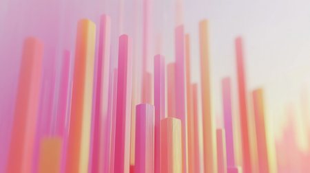 This vibrant abstract background features colorful vertical bars in soft pink and orange gradient, perfect for modern design projects and creative visuals.の素材