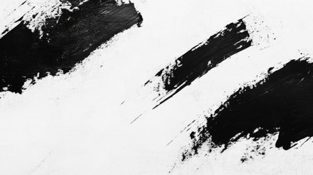 A captivating abstract image featuring bold black brush strokes on a white canvas, evoking a sense of modernity and artistic expression in design.の素材