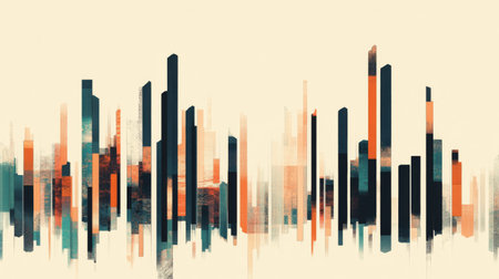 This artwork features a stunning display of abstract vertical shapes in earthy tones. The geometric patterns create dynamic visual interest and modern elegance.の素材