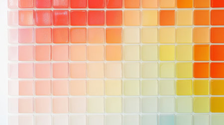 A captivating display of colorful gradient tiles showcasing soft warm tones. This artistic arrangement serves as perfect inspiration for modern design projects and creative endeavors.の素材
