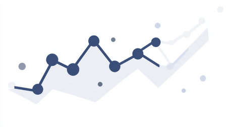 This abstract illustration features a financial graph representing growth and success in business. Ideal for presentations, reports, and financial analytics.の素材