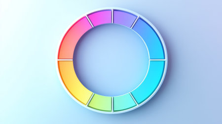This vibrant color wheel showcases a spectrum of hues and shades, perfect for graphic design or artistic projects. Ideal for educational purposes and creative inspiration.の素材