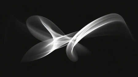 An artistic representation of flowing light trails on a black background, depicting dynamic movement and ethereal beauty. Perfect for creative projects.の素材