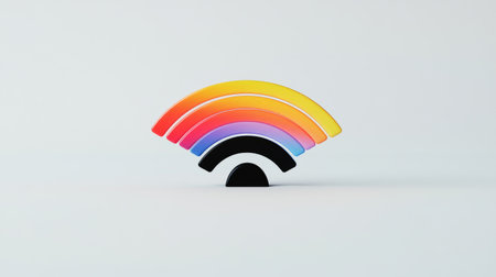 An illustration of a Wi-Fi signal meter showing various strength levels, from weak to strong, placed on a white background to emphasize the progression of connectivity.の素材