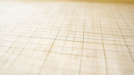 This image features a close-up view of graph paper with fine grid lines, perfect for illustrating concepts of design, planning, and creativity in various projects.の素材