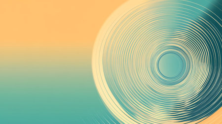 This abstract image features circular patterns in soft turquoise and orange tones, creating a modern and serene atmosphere. Perfect for various design projects.の素材