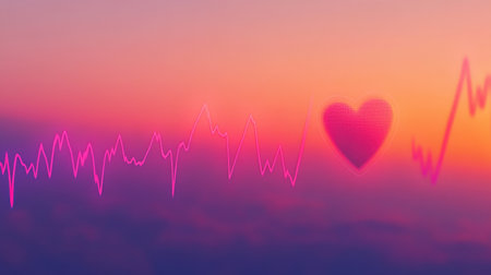 An infographic-style image showing different heartbeats with labels, set against a soft gradient, illustrating variations in heart rhythmsの素材