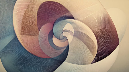 This mesmerizing abstract artwork features a swirling design in soft pastel colors, showcasing intricate lines and a harmonious flow, perfect for modern dの素材