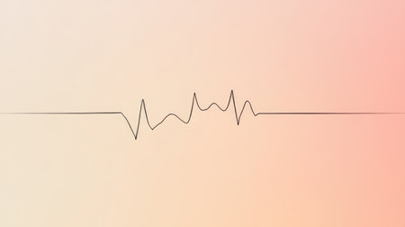 A simple yet striking graphic of a heartbeat line transitioning from a flat line to a rhythmic pulse, representing life and vitality against a clean backgroundの素材