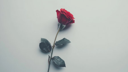 A delicate rose isolated on a white background, showcasing its vibrant color and fresh appearance in a clean, uncluttered setting.の素材