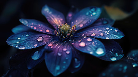 A stunning arrangement of colorful flowers, each petal adorned with water droplets, reflecting the light and creating a vibrant display of nature's beautyの素材