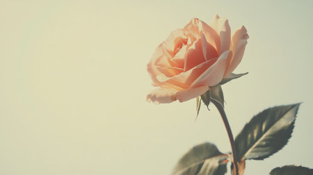 A light pink rose isolated on a white background, showcasing its softness and delicate beauty in a minimalistic composition.の素材