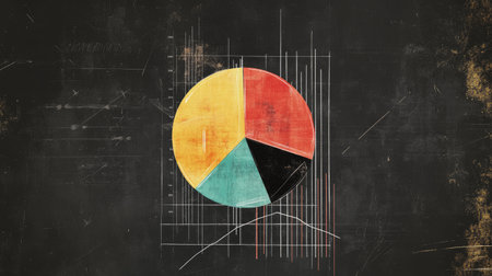 A visual display of a pie chart alongside a line graph, showing diversified portfolio allocations and risk analysis for a financial investment strategy meeting.の素材