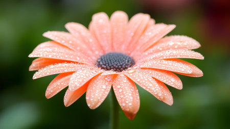 Close-up of delicate petals of a pink flower with water droplets glistening on them, creating a fresh, dewy look.の素材