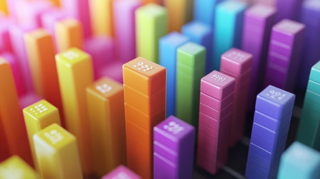 A multi-colored D bar graph depicting quarterly sales figures, with each bar labeled clearly, showcasing the performance of various product lines.の素材