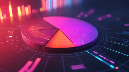 A dynamic shot of a D pie chart with animated segments, showing real-time changes in data distribution and interactive features for data exploration.の素材