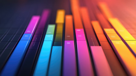 A high-resolution image of a D bar chart with vibrant, colored bars ascending against a sleek, modern background, showcasing data trends and comparisons.の素材