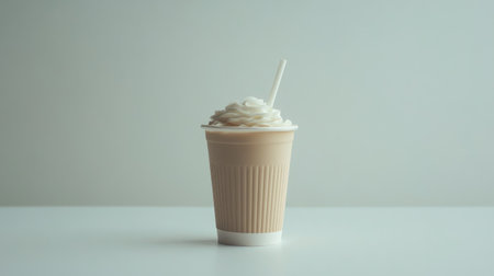 A stylish, minimalist image of a milk tea drink with a simple, elegant cup design, against a plain white background, emphasizing the simplicity and sophistication.の素材