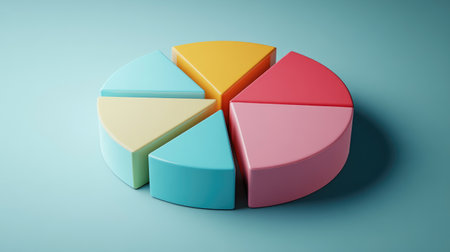 A visually striking image of a D pie chart with segments popping out and a sleek, professional design, perfect for reports, presentations, or data analysis.の素材