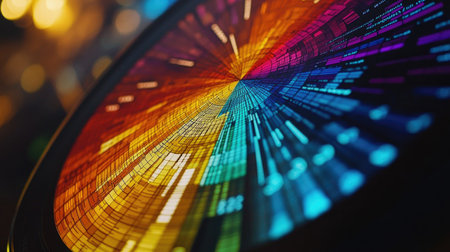 A close-up of a colorful pie chart on a computer screen, showcasing data distribution and percentages in a clear and engaging way.の素材