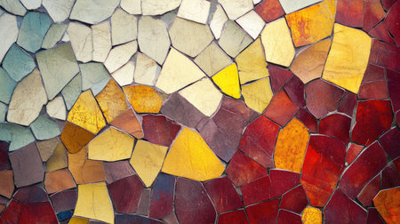 An abstract background featuring a mosaic of fragmented shapes and shades, giving a modern and artistic touch to any design or presentation.の素材