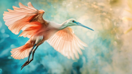 A close-up of a bird in flight with its plumage ruffled by the wind, creating a sense of movement and emphasizing the bird's agility and grace.の素材